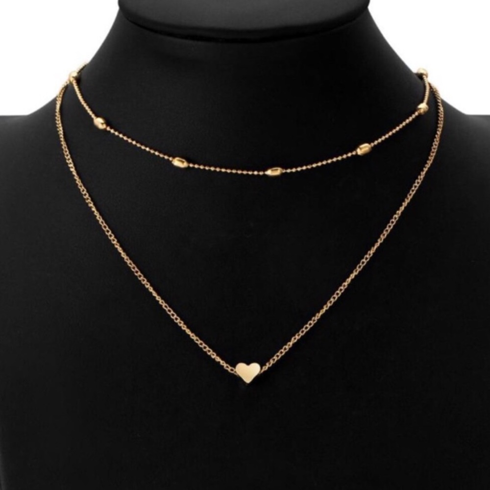 Brand new layered heart chain choker, 2 necklaces